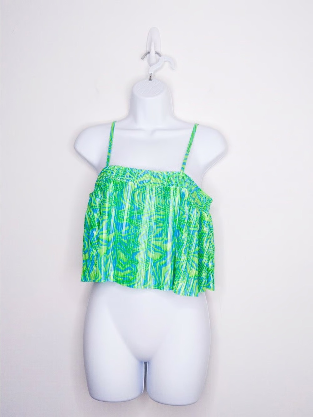 BP Satin Green Ziggy Cropped Blouse